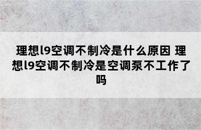 理想l9空调不制冷是什么原因 理想l9空调不制冷是空调泵不工作了吗